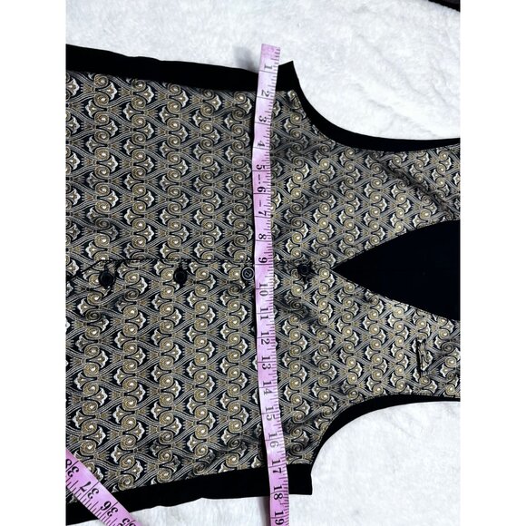 High Stakes S Gold & Black Patterned Vest women size small - Picture 4 of 5